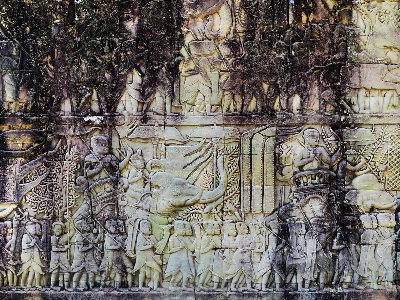 Pictutes on the Wall of the Temples, Angkor, Cambodia